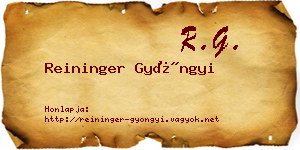 Reininger Gyöngyi névjegykártya